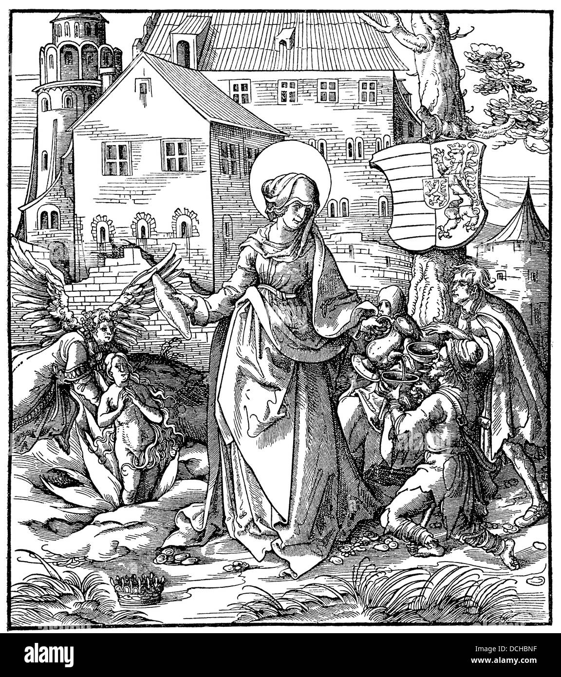 Saint Elizabeth, Hans Burgkmair the Elder, 1473 - 1531, German painter, draftsman, ngraver at the beginning of the 16th century Stock Photo