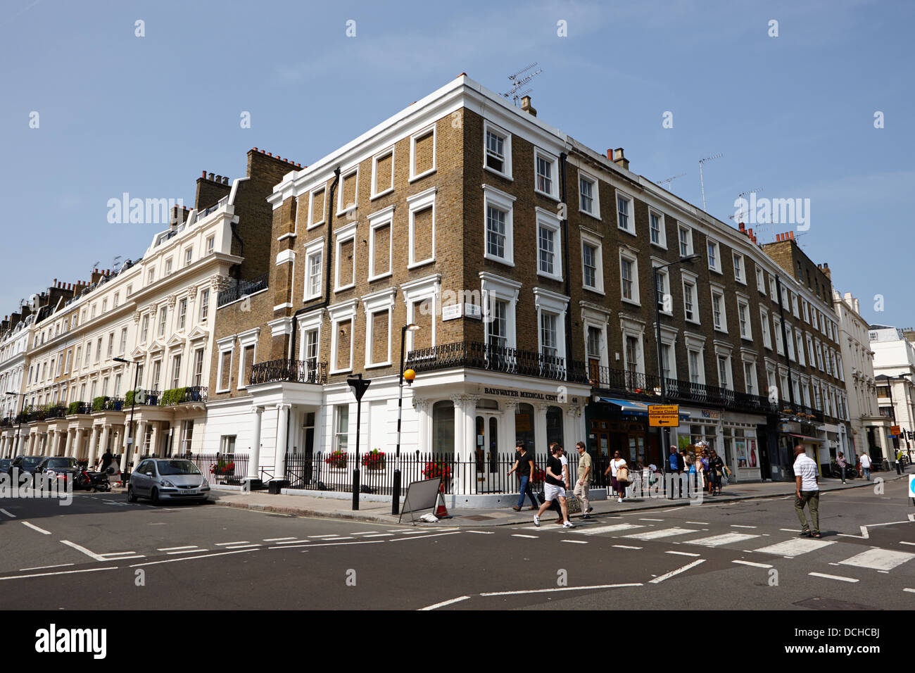 junction of devonshire terrace and craven road in upmarket bayswater London England UK Stock Photo