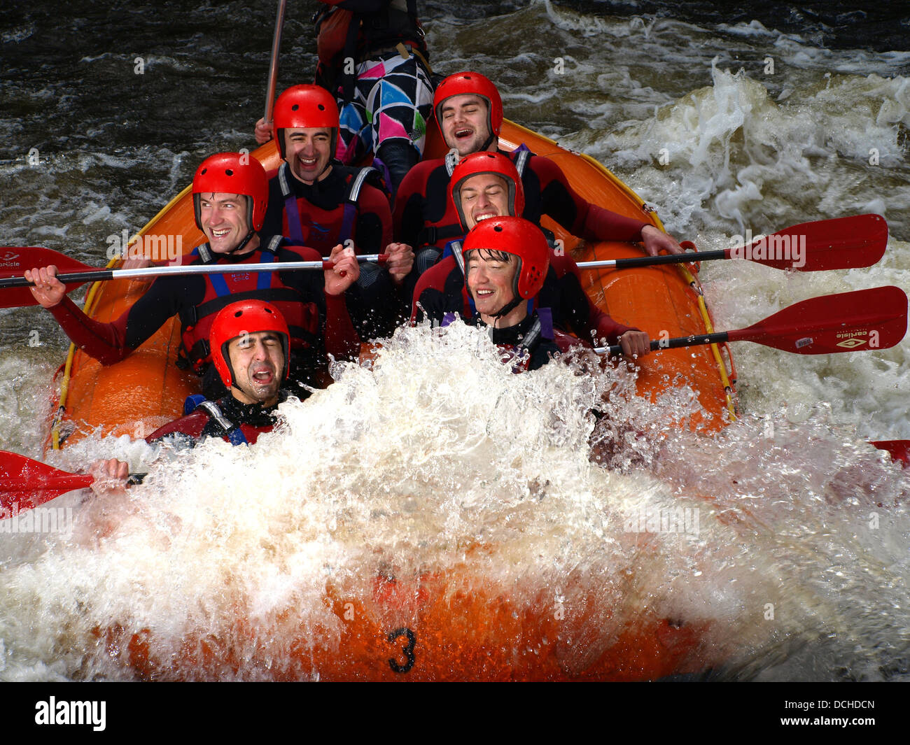 Whitewater rafters Stock Photo