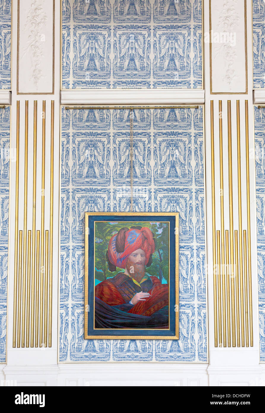 detail of blue salon, Otto Wagner Villa in Hütteldorf, Vienna, Austria Stock Photo