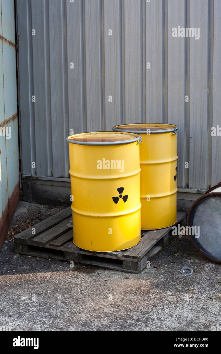 barrel with radioactive waste disposal Stock Photo