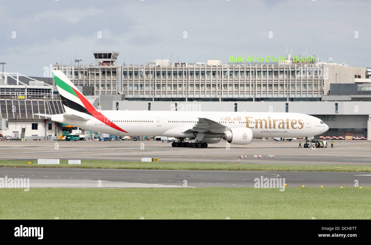 Emirates Boeing at Dublin Airport Stock Photo