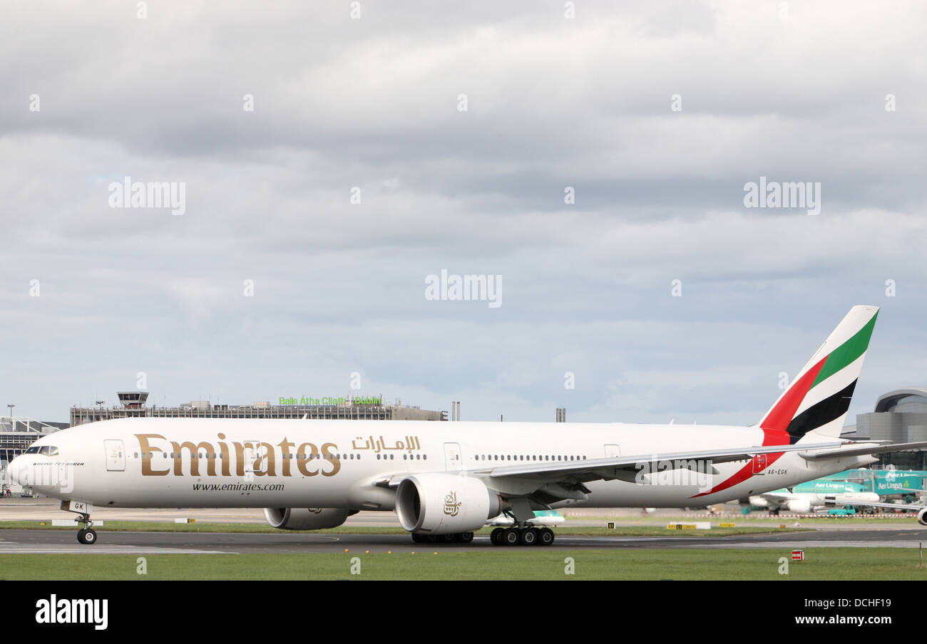 Emirates Boeing at Dublin Airport Stock Photo