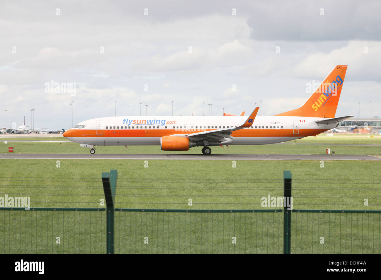 Sunwings flight taxiing at Dublin airport Stock Photo