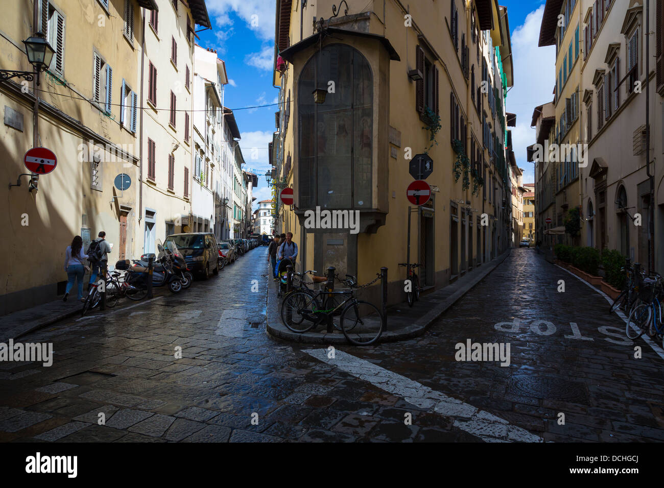 Street scene in central Florence (Italian Firenze) in Italy's Tuscany
