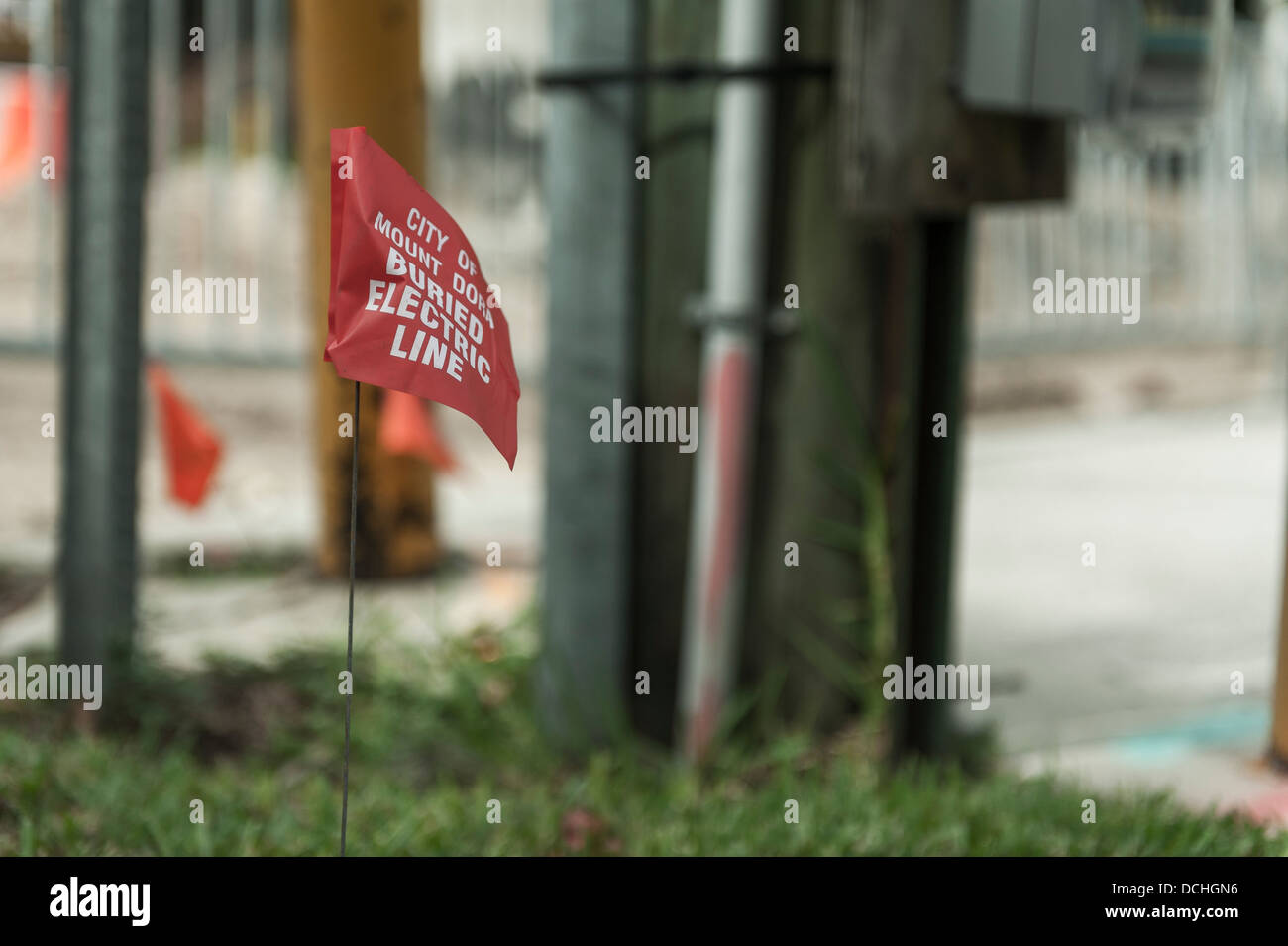 Dig safe flags in the City of Mount Dora, Florida for the