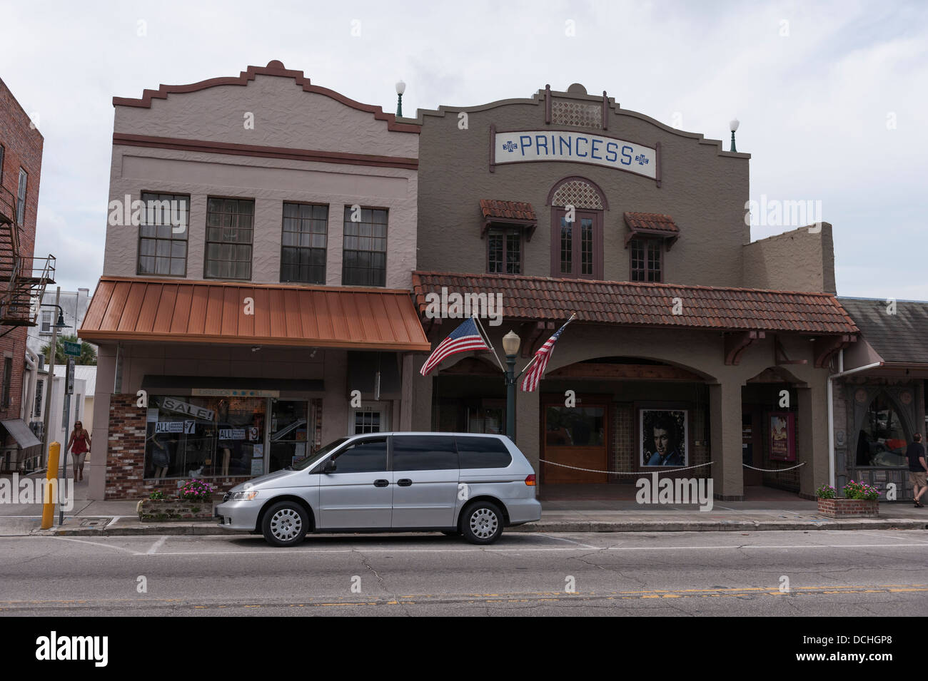 A scene from the city streets of Mount Dora, Florida USA showing the