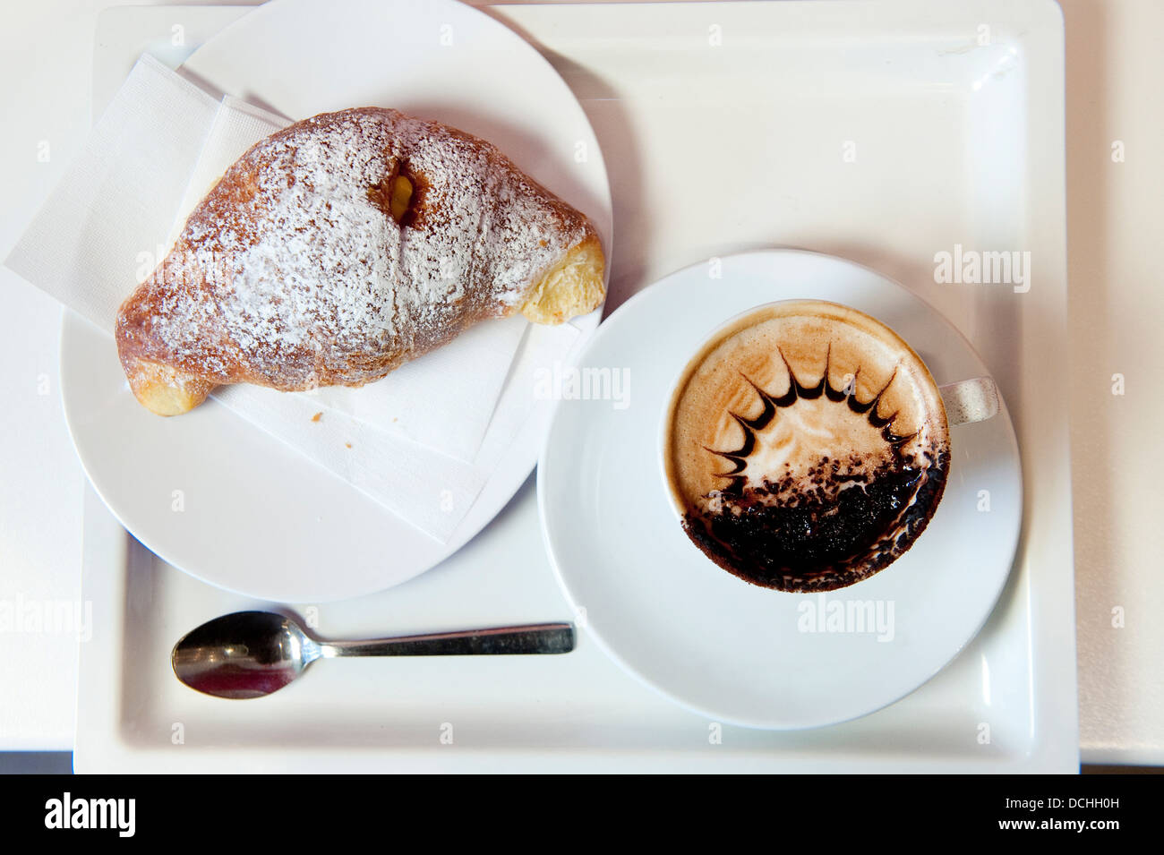 Cappuccino and croissant, Rome Italy Stock Photo - Alamy