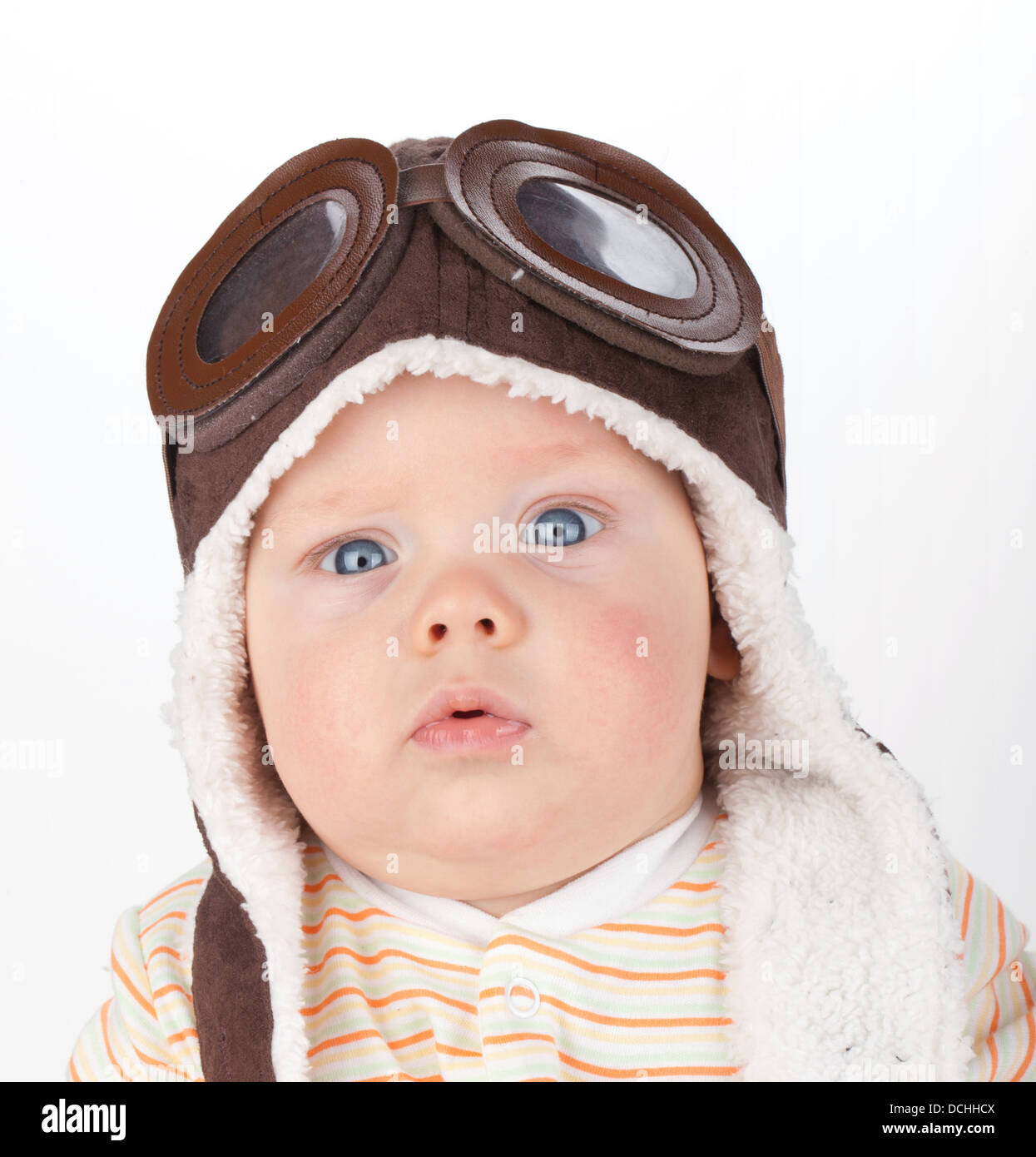 Closeup Portrait Of Cute Baby In Funny Helmet Stock Photo 59393850
