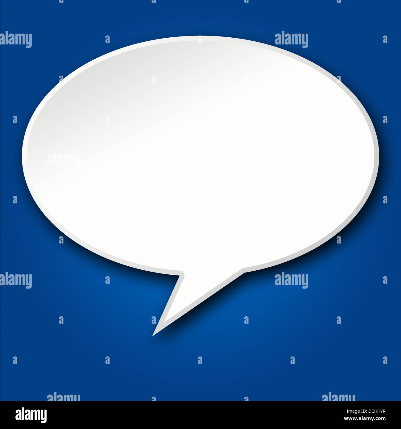 Blank 3d white chat bubble on a blue shaded background Stock Photo - Alamy
