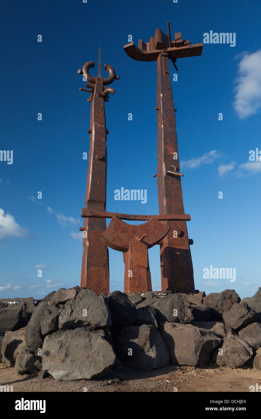 Metal sculpture on the pier at Costa Teguise, Lanzarote, canary Islands, Spain Stock Photo Alamy