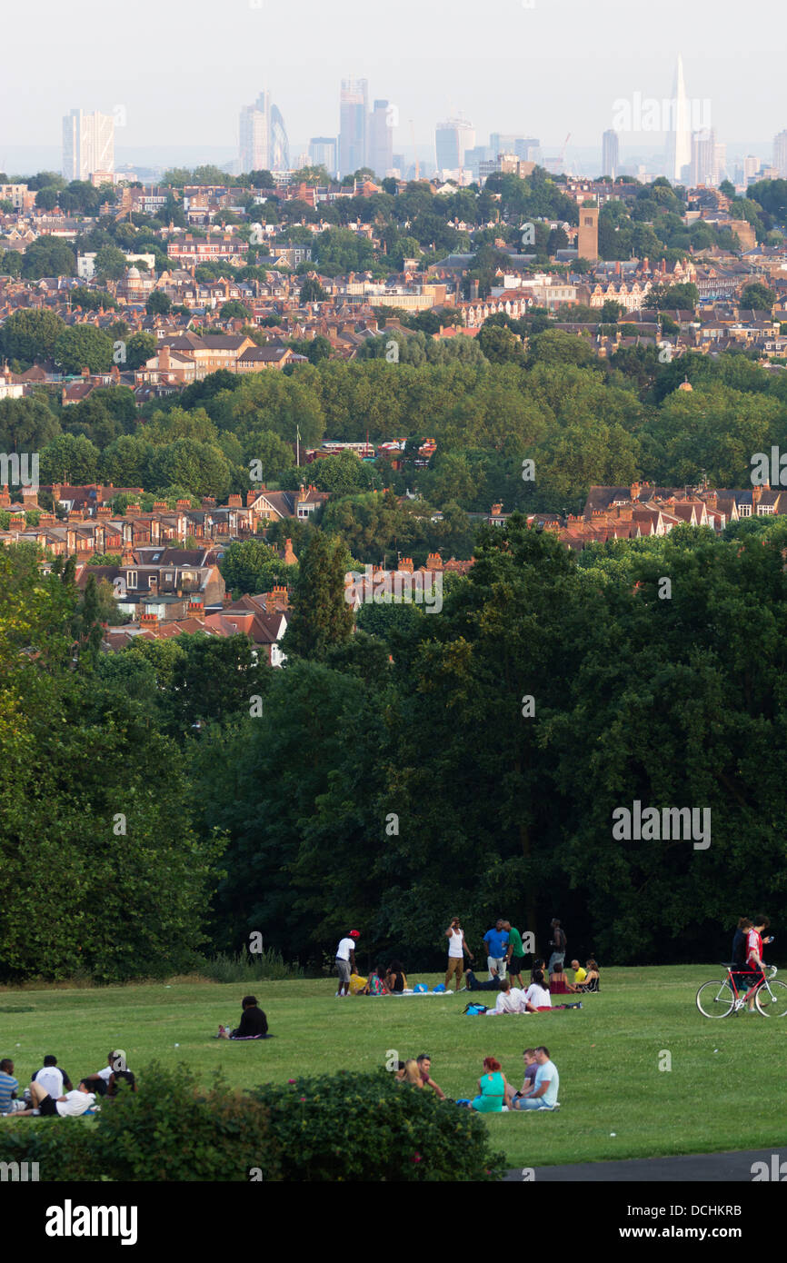 View over North London from Alexandra Palace Park. Stock Photo