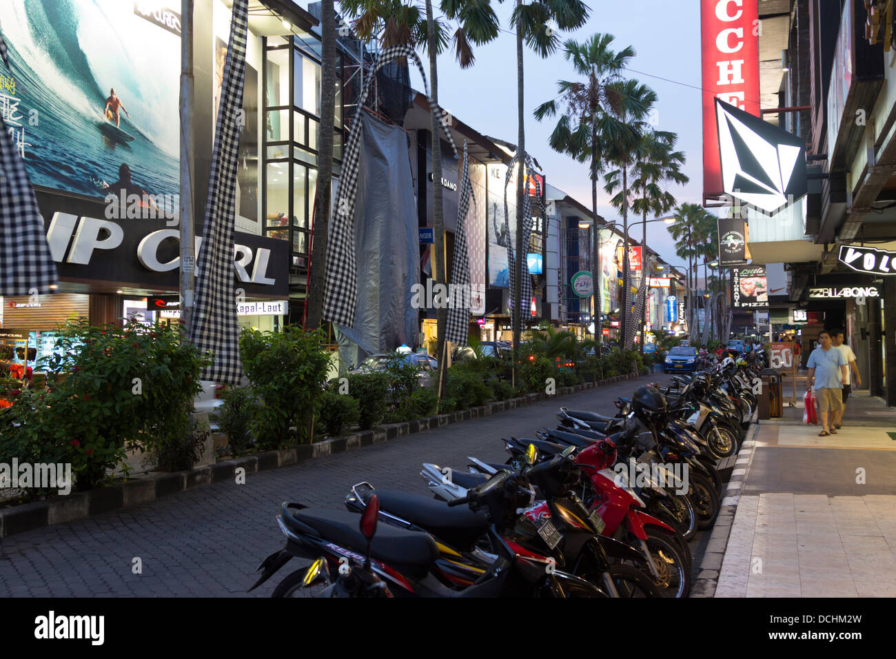 Upmarket Shopping Street - Kuta - Bali - Indonesia Stock Photo