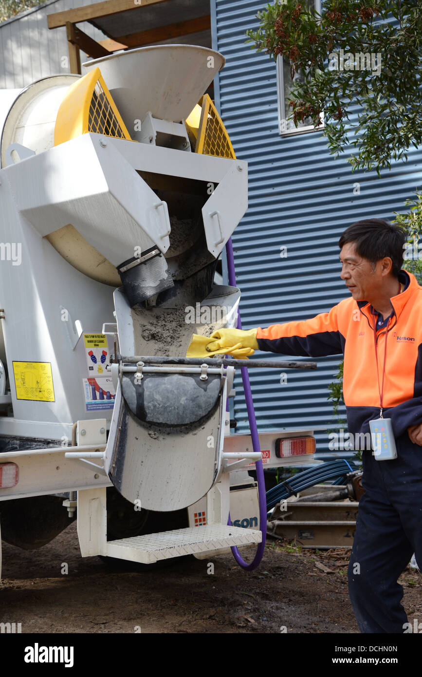 cement mixer on the job construction Stock Photo Alamy