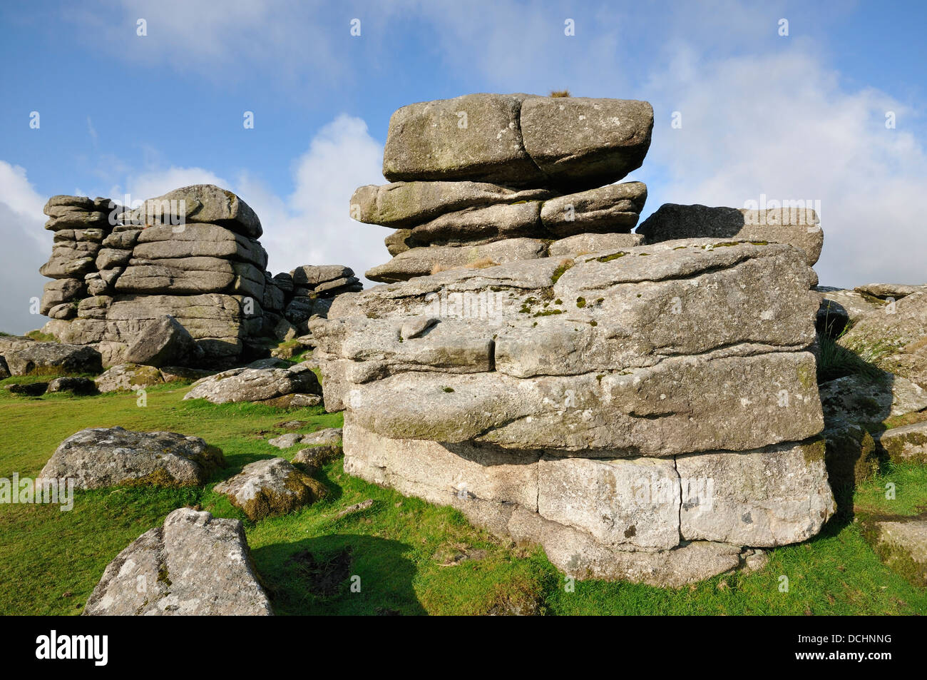 Granite Rock Formatons at Combestone Tor, Dartmoor Stock Photo - Alamy
