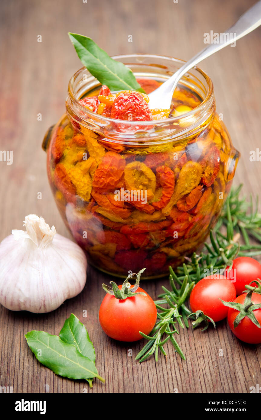 Sun dried tomato in olive oil Stock Photo Alamy