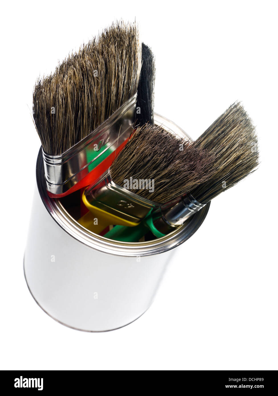 Paint can with brushes Stock Photo Alamy