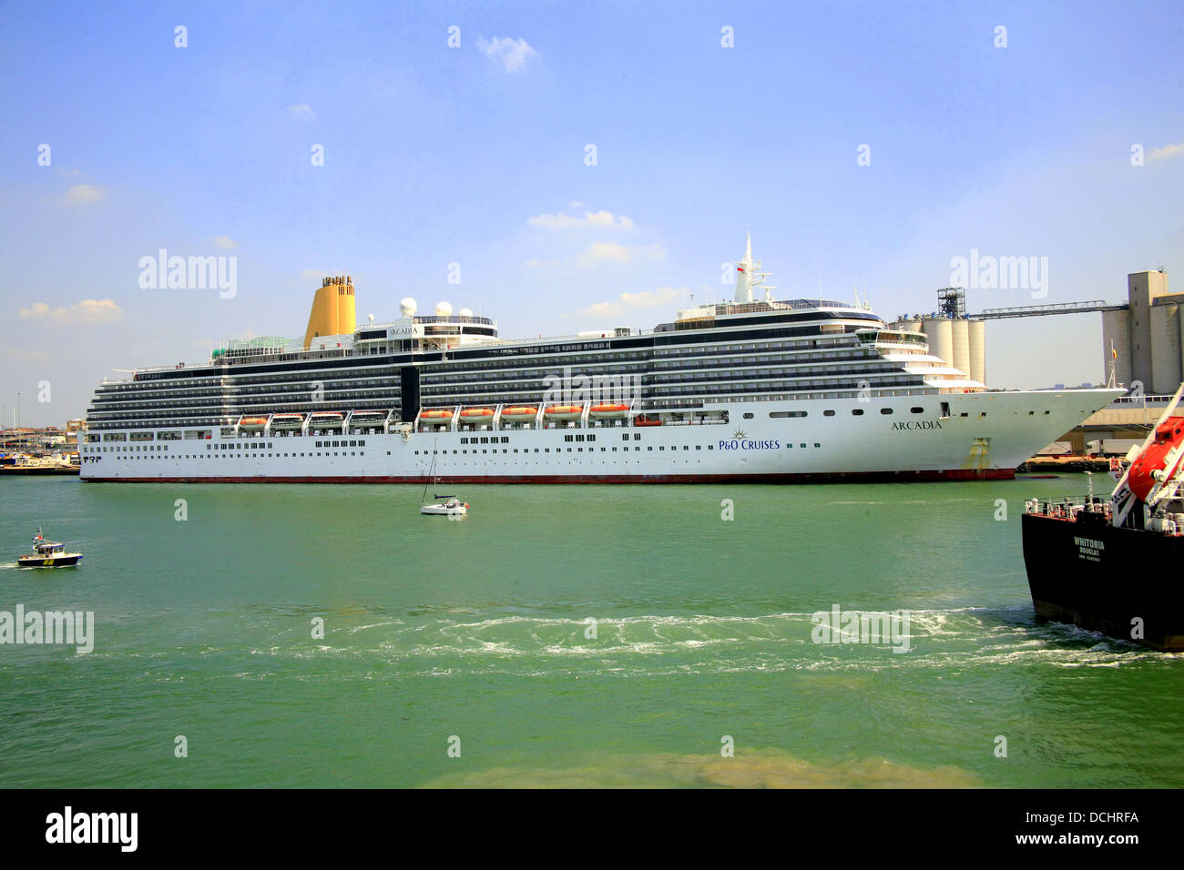 The 'Arcadia' cruise liner preparing to sail at Southampton docks Stock