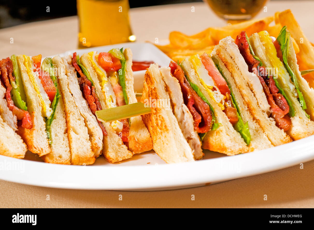 triple decker club sandwich Stock Photo Alamy