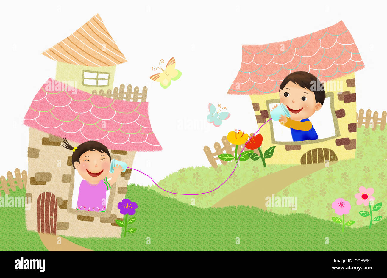 Children paper cup talking hi-res stock photography and images - Alamy