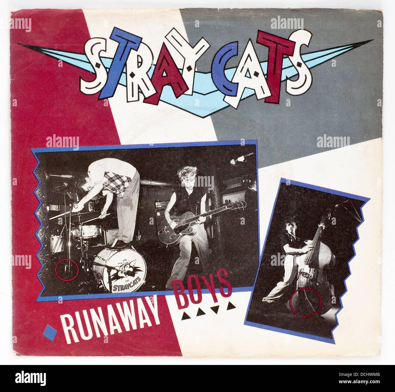 The Stray Cats - Runaway Boys, 1980 picture cover single on Arista Records - Editorial use only Stock Photo