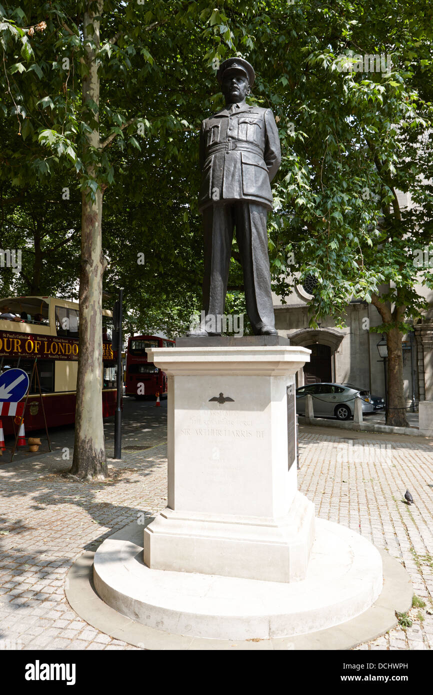 statue of sir arthur travers bomber harris memorial the strand London England UK Stock Photo