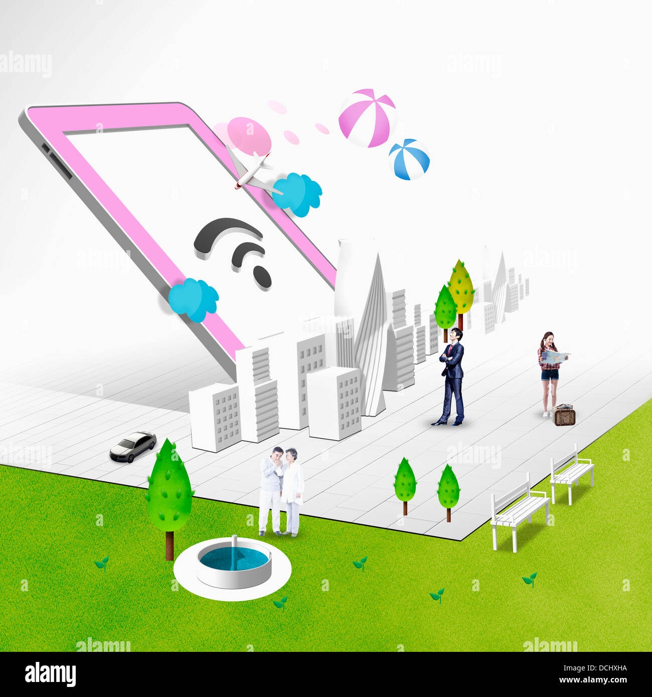 illustration of smart eco city Stock Photo - Alamy