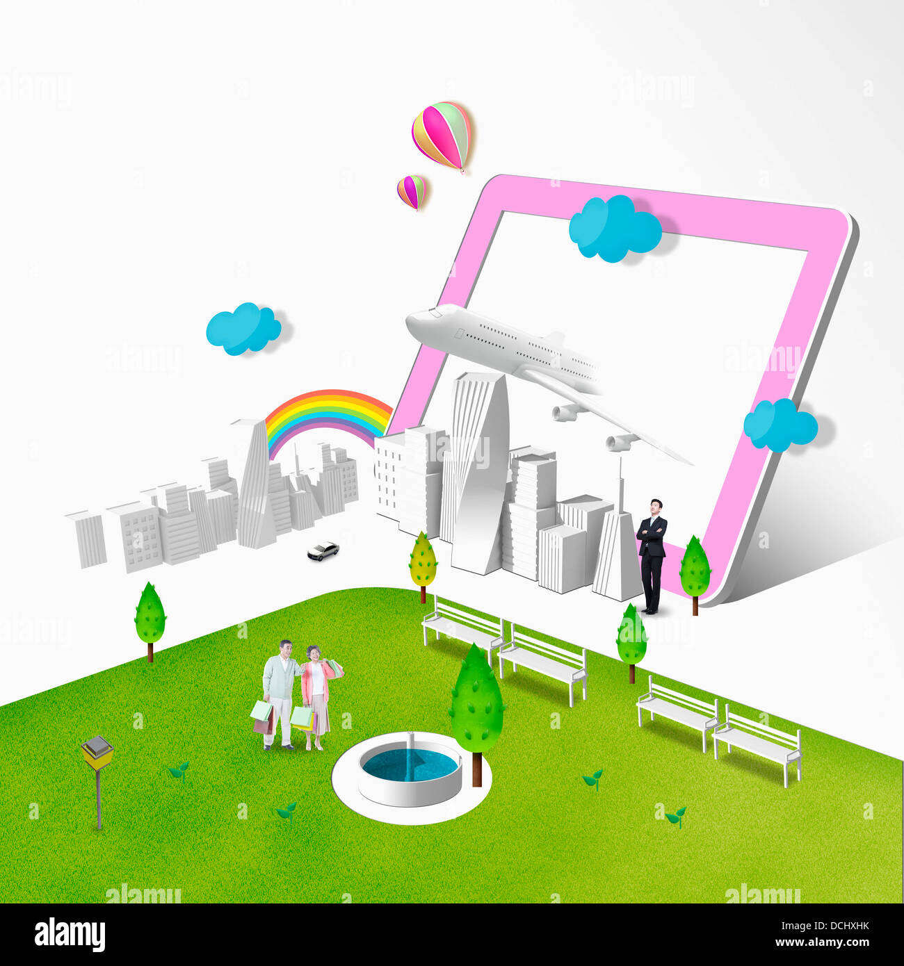 illustration of smart eco city Stock Photo - Alamy
