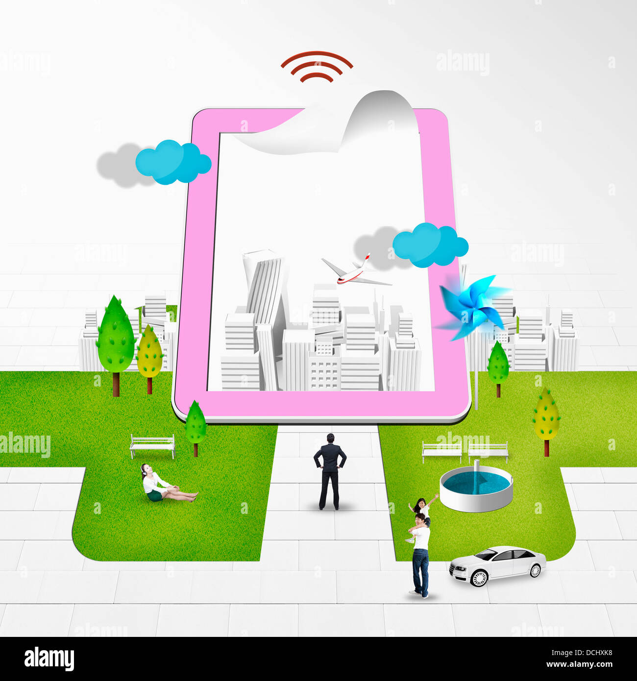 illustration of smart eco city Stock Photo - Alamy