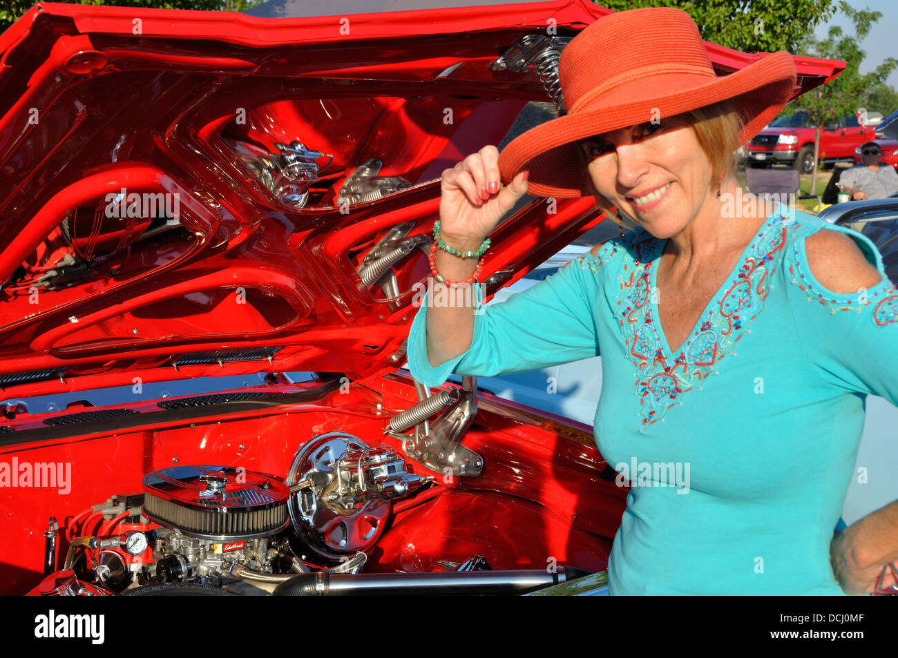 Model with 1969 Chevrolet Chevelle SS Stock Photo