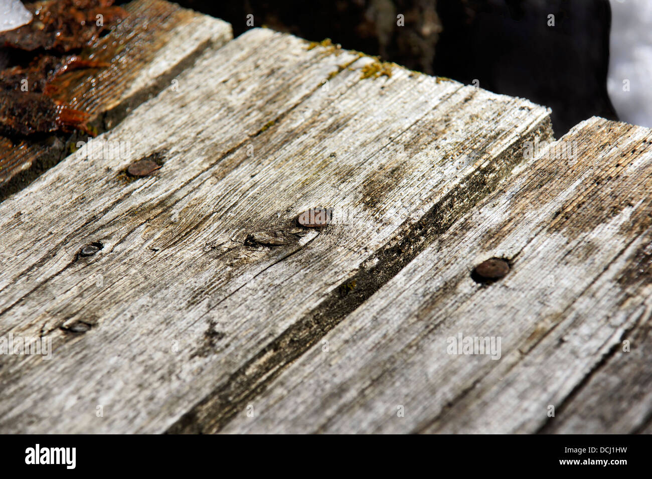 Old deck and nail Stock Photo Alamy