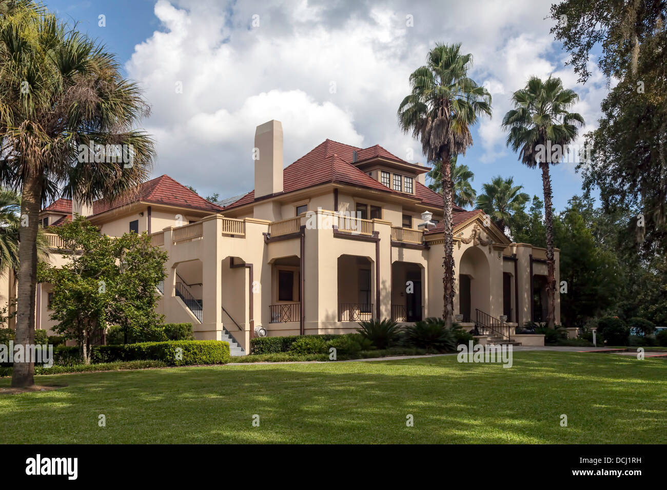 Exterior of Thomas Center, a National Registry of Historic Places building, a gallery and cultural center in Gainesville, FL. Stock Photo