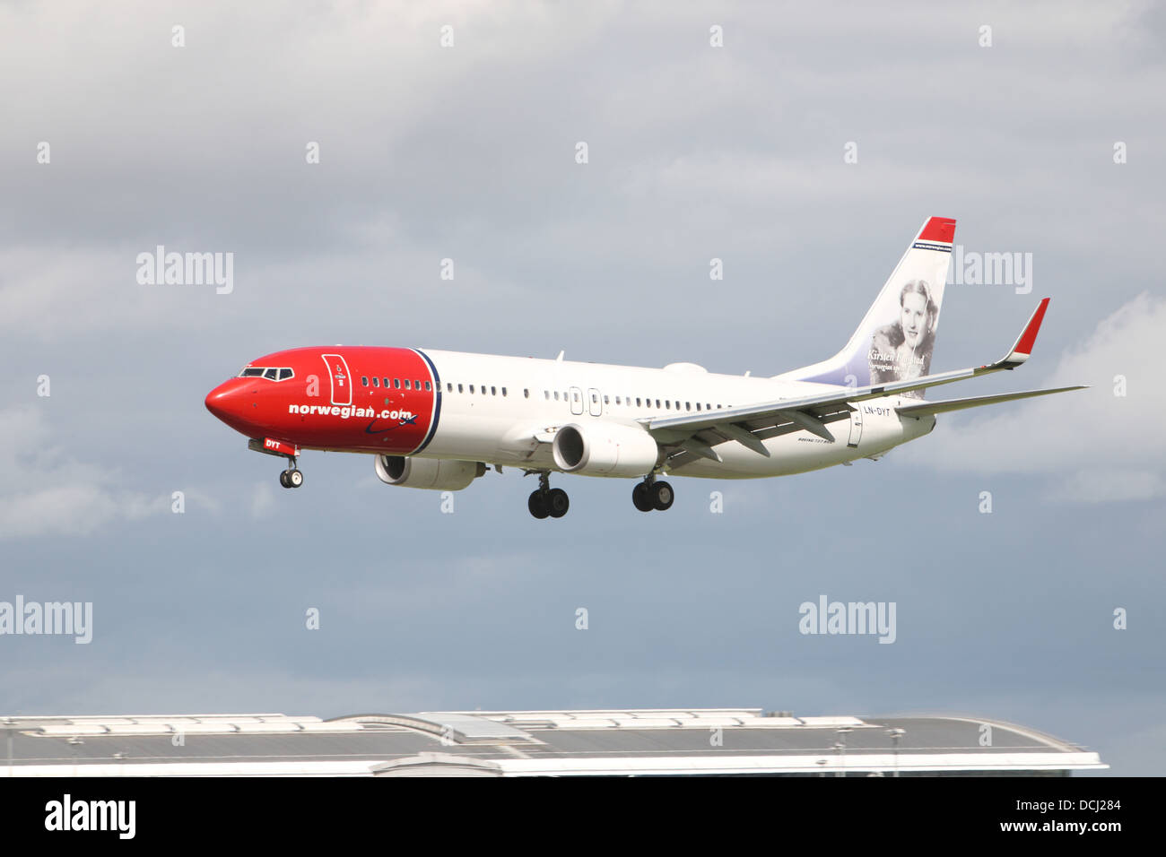 Norwegian airways landing at Dublin Stock Photo