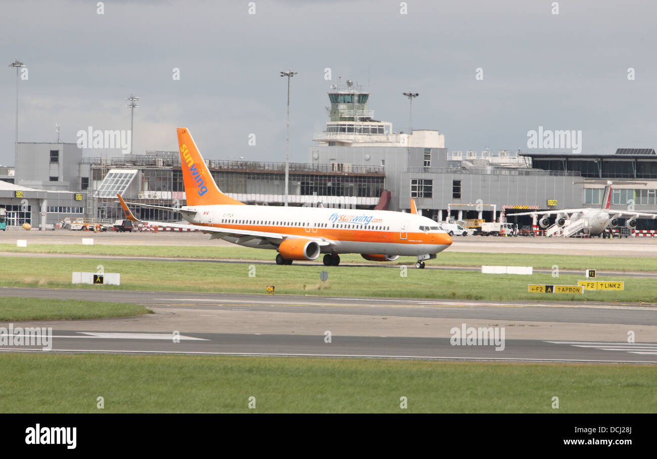 Sunwings flight taxiing at Dublin airport Stock Photo