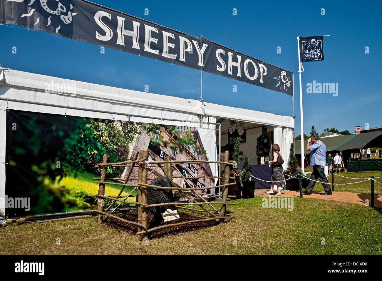 Black Sheep Brewery beer exhibition tent in summer Great Yorkshire Show Harrogate North Yorkshire England UK United Kingdom GB Great Britain Stock Photo