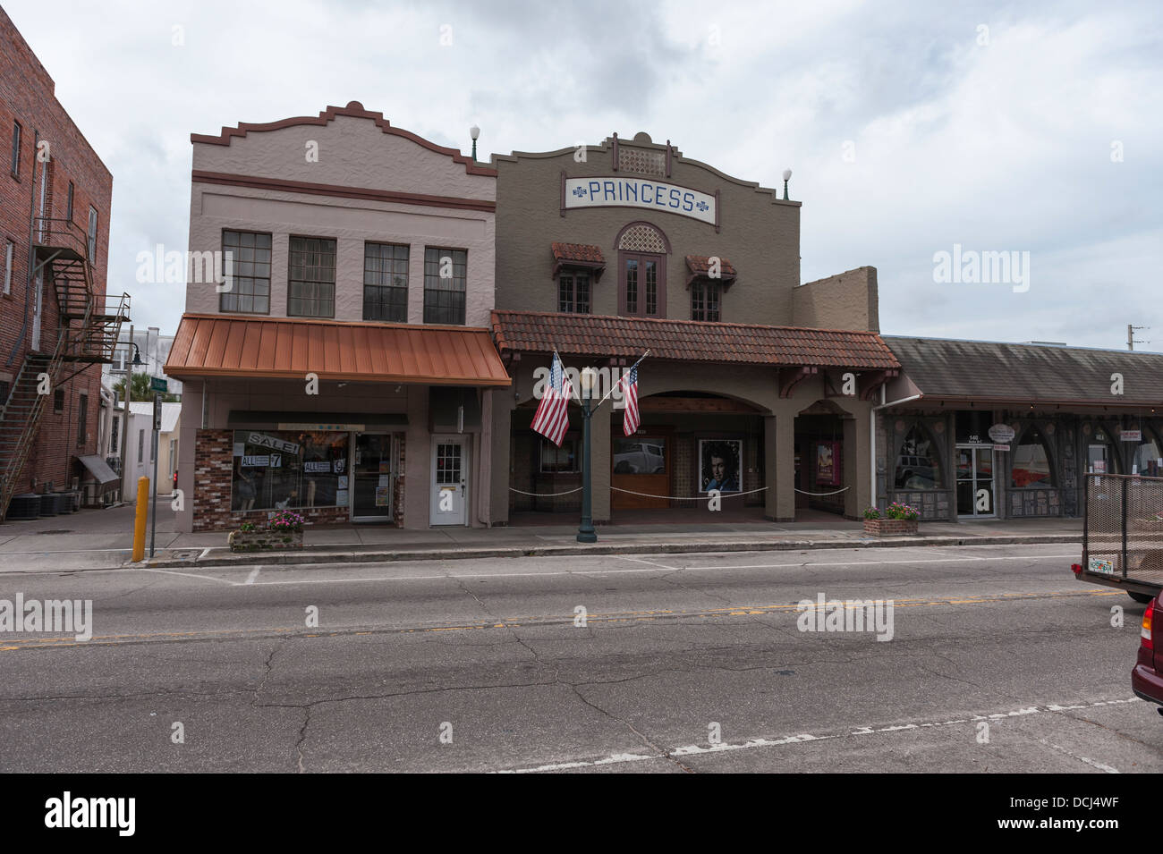 A scene from the city streets of Mount Dora, Florida USA showing the