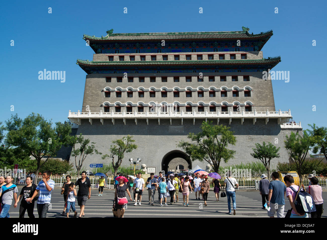Zhengyangmen Gate at Qianmen Street in Beijing 2013 Stock Photo