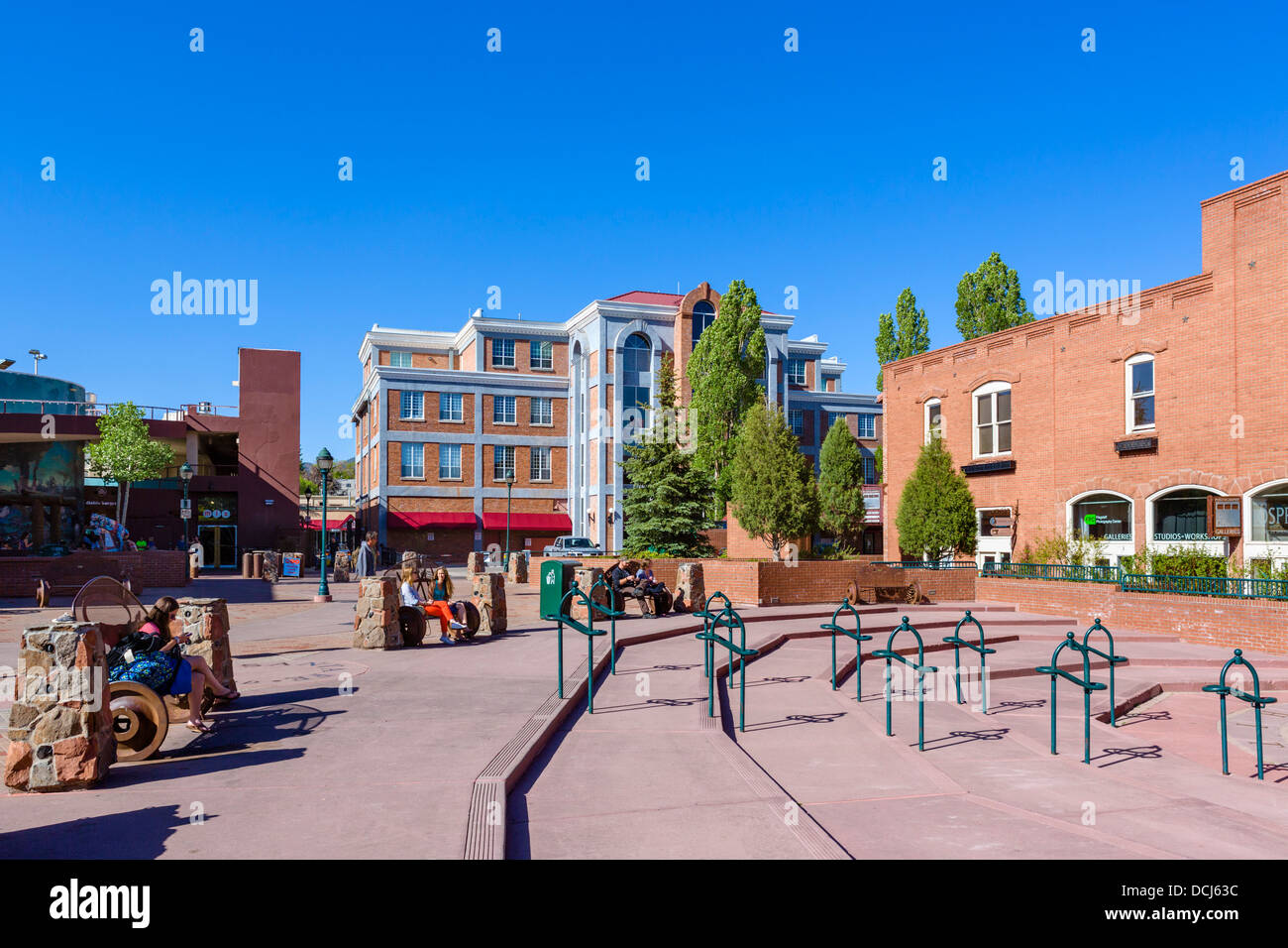 Heritage Square in downtown Flagstaff, Arizona, USA Stock Photo