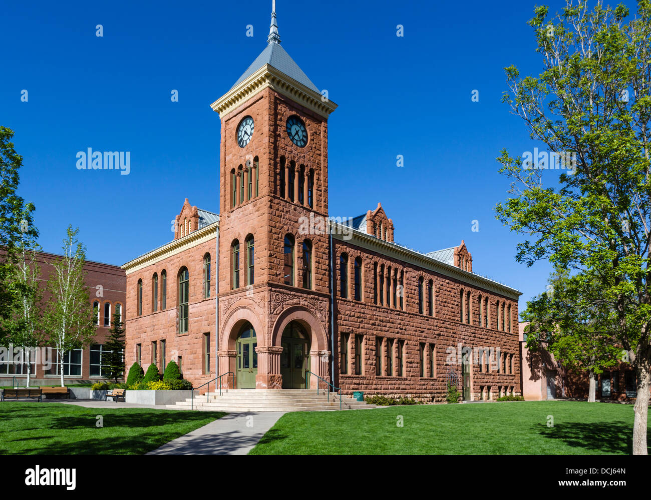 Old Coconino County Courthouse at the intersection of San Francisco Street and Birch Avenue, Flagstaff, Arizona, USA Stock Photo