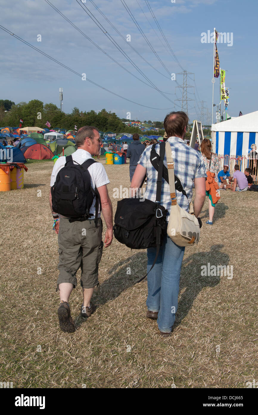 People arriving at the Glastonbury Festival 2013, Somerset, England, United Kingdom. Stock Photo
