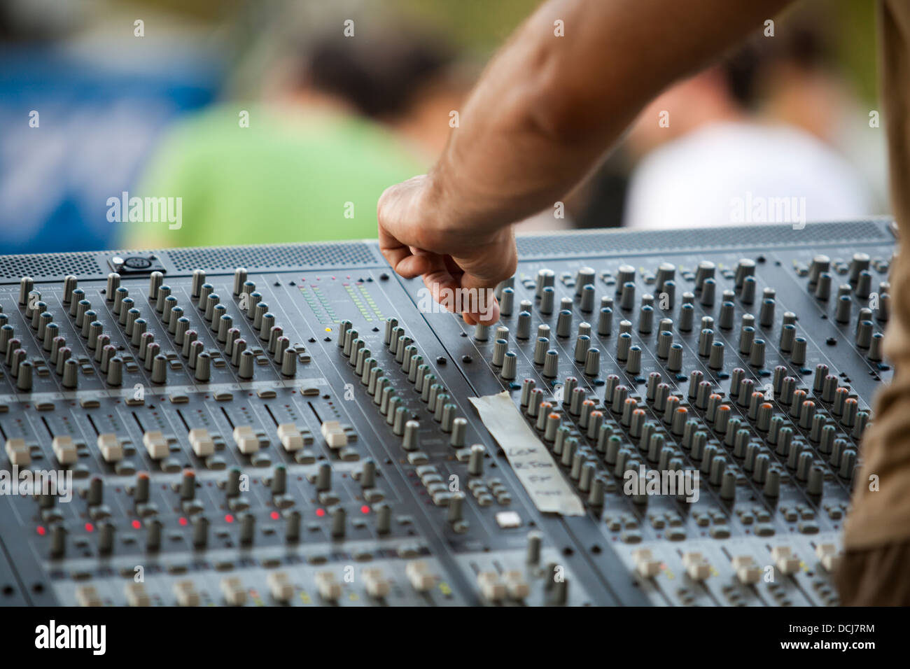 adjusting of audio mixer Stock Photo Alamy