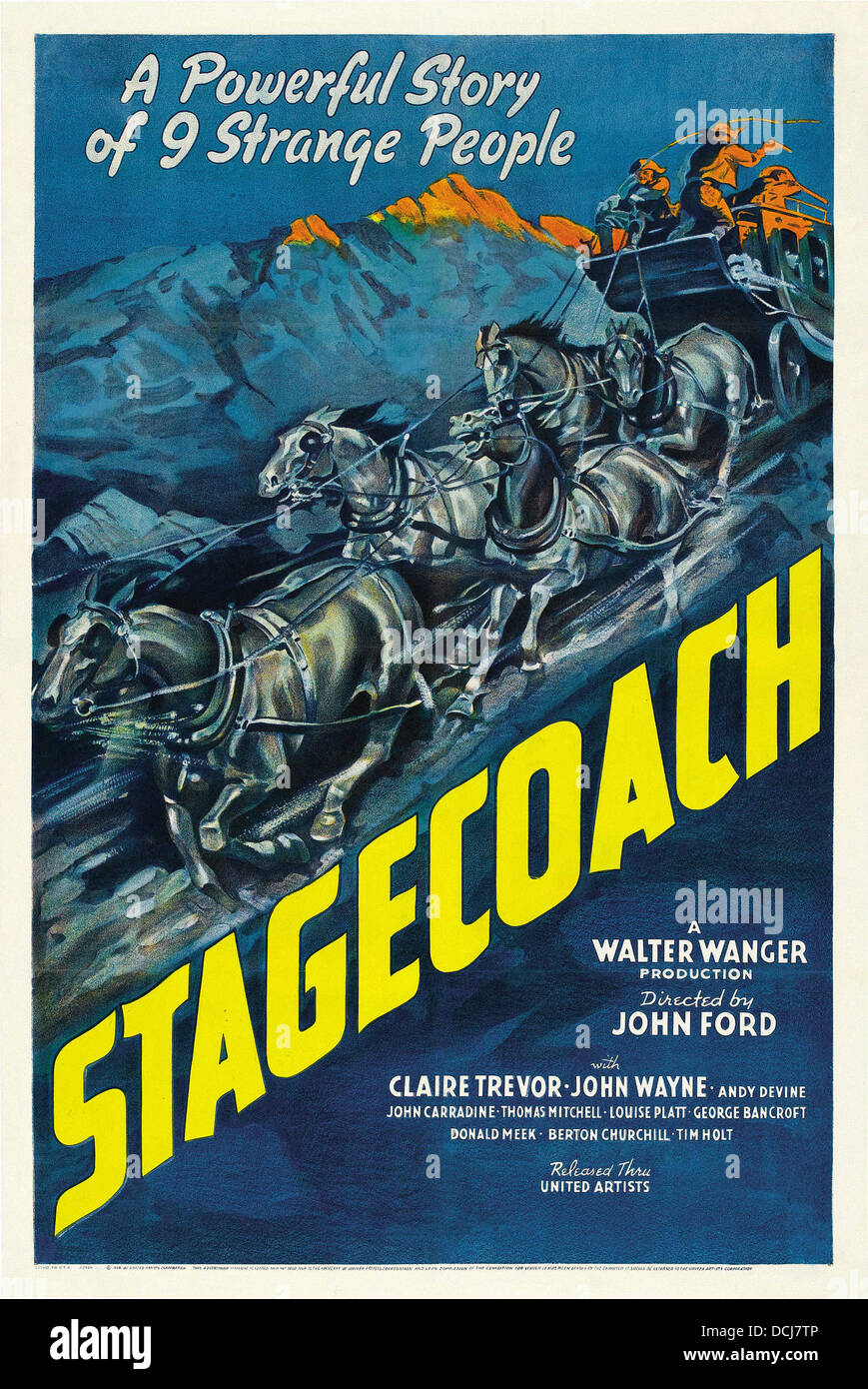 STAGECOACH - movie poster - Directed by John Ford - United Artists 1939 Stock Photo