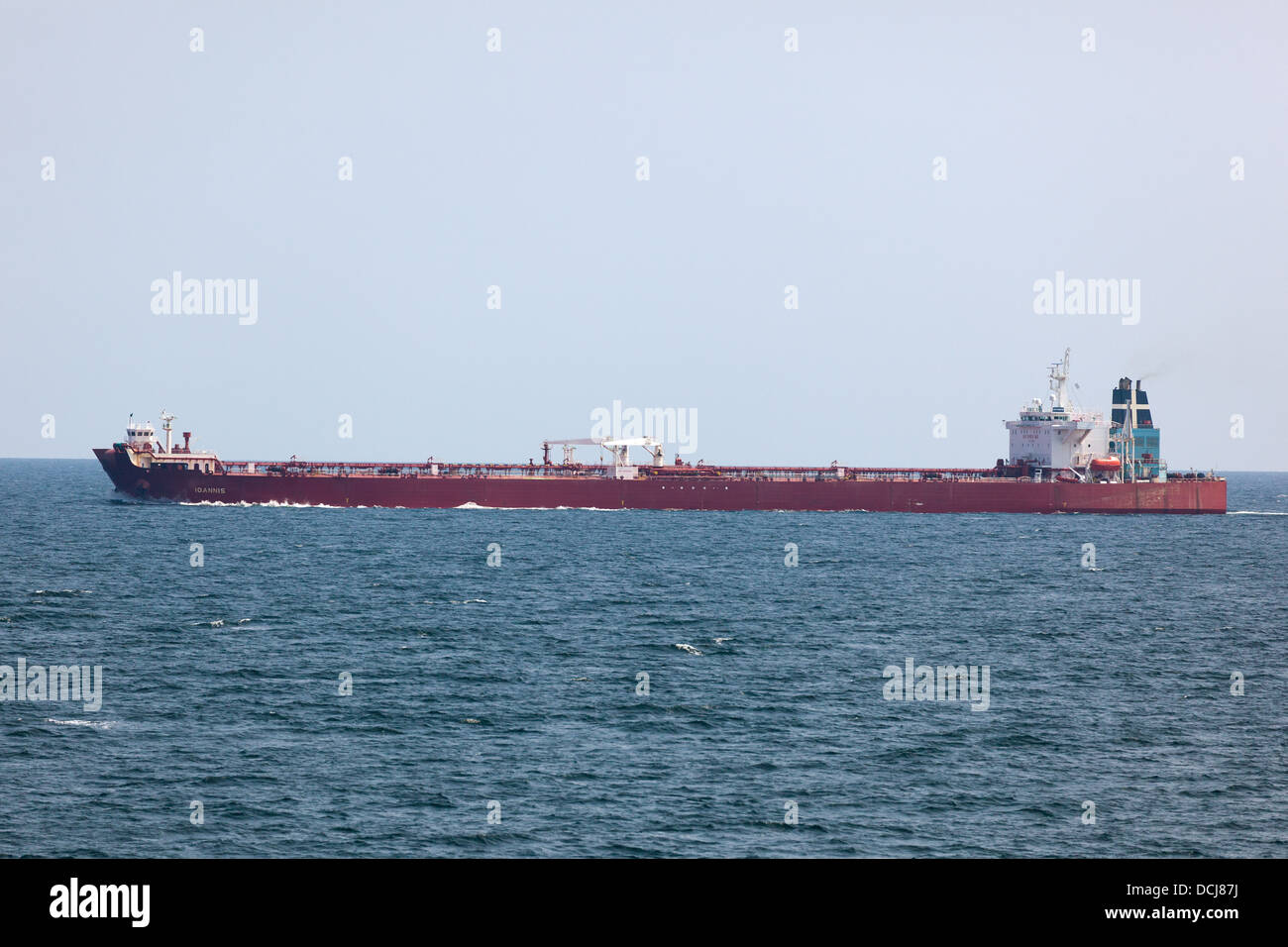 Ioannis sailing North sea. Crude oil carrier. Stock Photo
