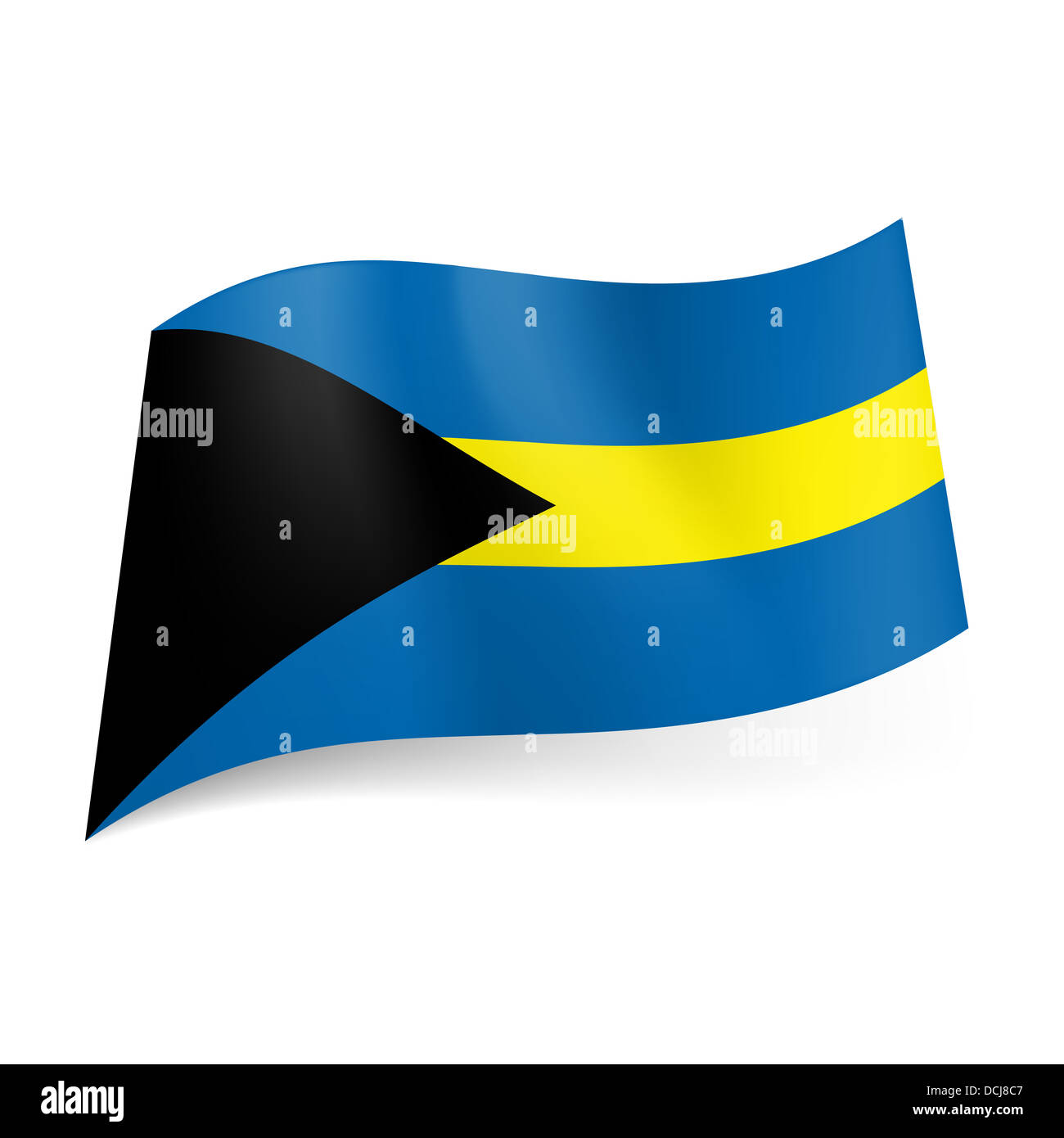 flag of Bahamas: blue and yellow stripes with triangle on left Stock Photo - Alamy