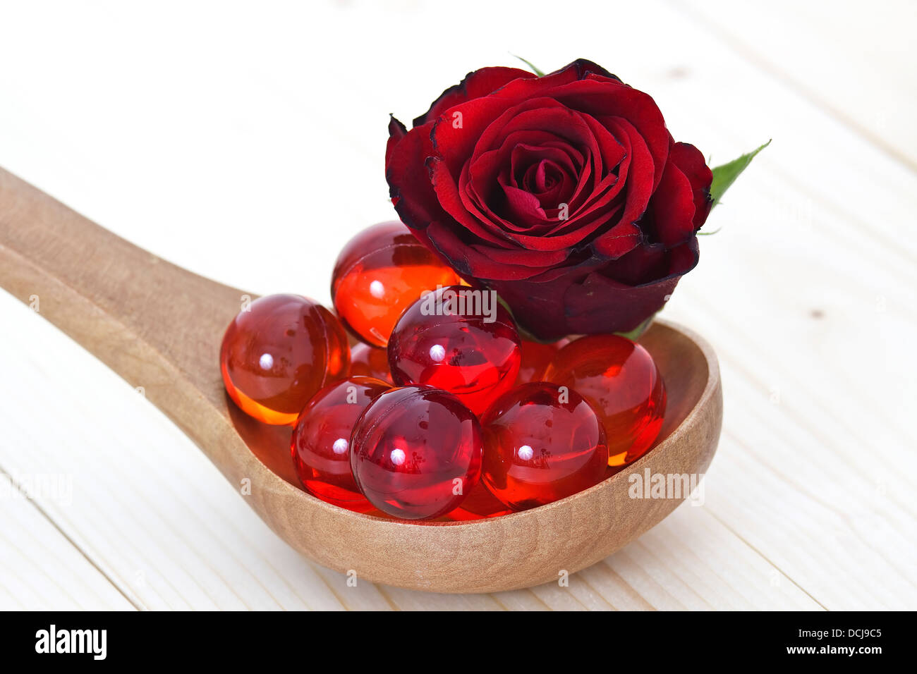 oil bath pearls and fresh rose Stock Photo Alamy