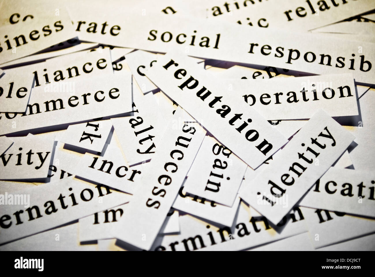 Reputation. Concept of cut-out words related with business activity Stock Photo