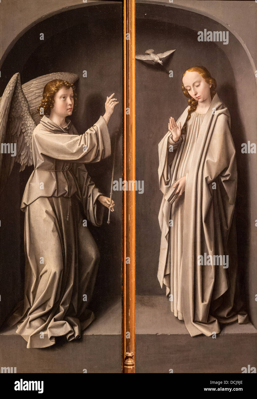 16th century  -  Archangel Gabriel; The Virgin Annunciate - Gerard David (1505) Oil on wood Stock Photo