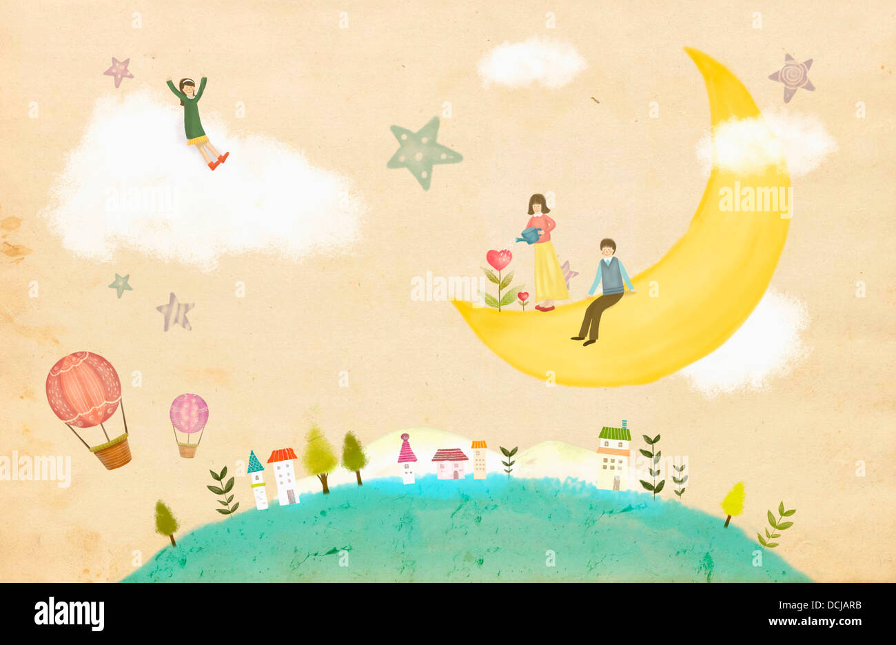 illustration of a people on the sky Stock Photo - Alamy