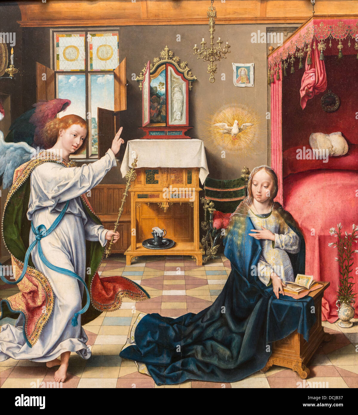 16th century  -  The Annunciation - Joos van Cleve (1525) - Metropolitan Museum of Art - New York Oil on wood Stock Photo