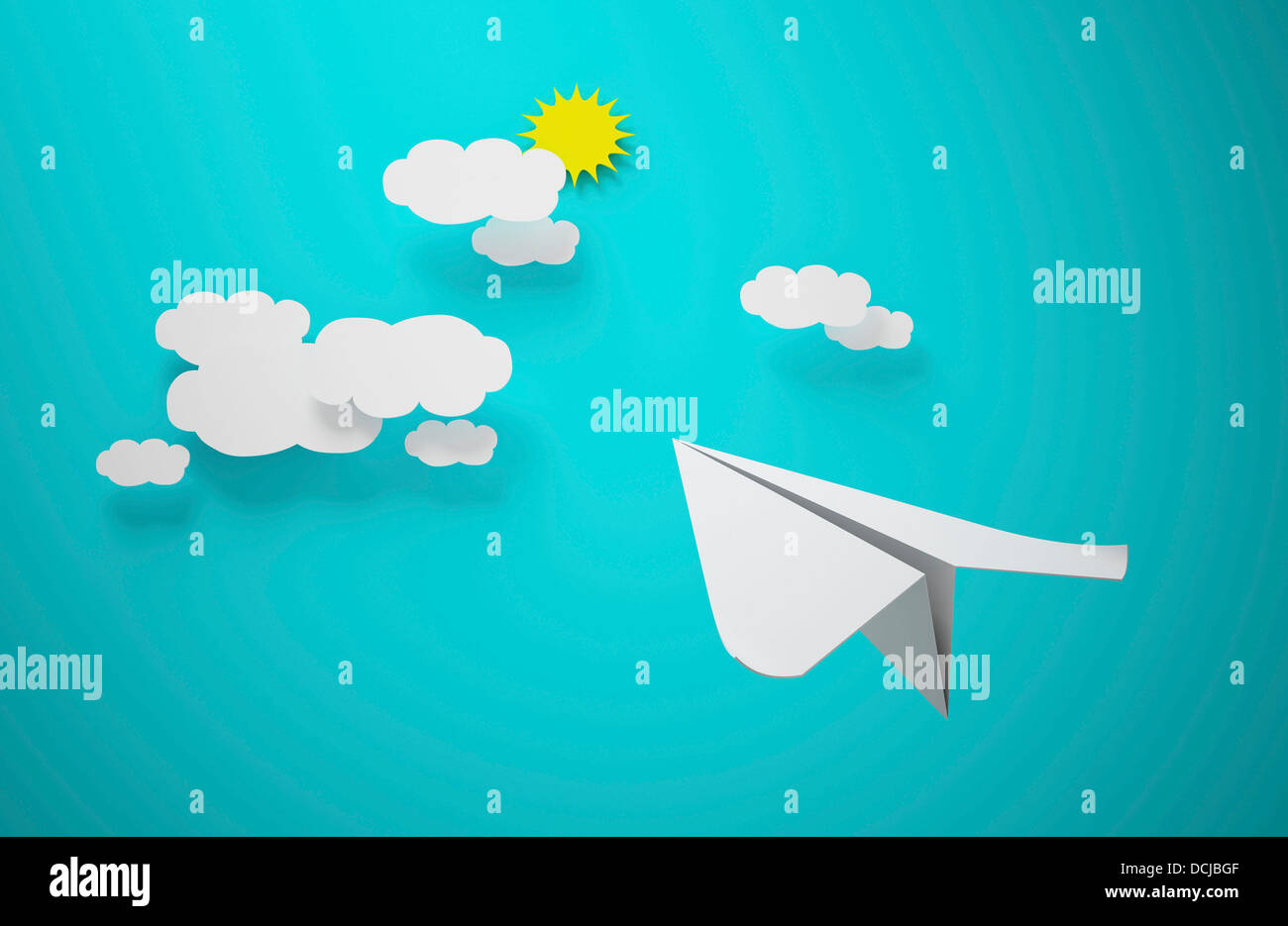 illustration of paper plane in the sky Stock Photo - Alamy